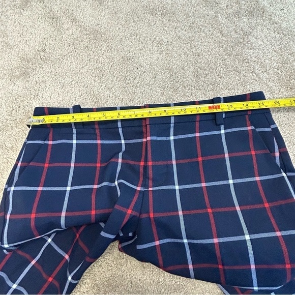 TOMMY Hilfiger Navy blue red white plaid check windowpane print ankle pants Sz 4 - Picture 8 of 11